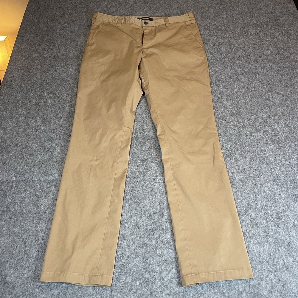 Bluffworks Pants Mens 34x34 Tan Tailored Fit Chino Straight Travel Made In USA